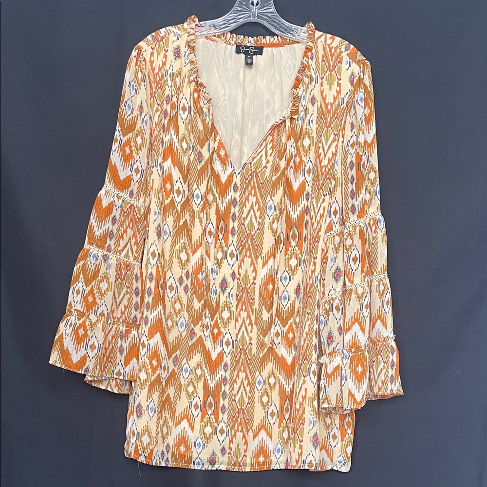 Jessica Simpson Orange and Cream Blouse